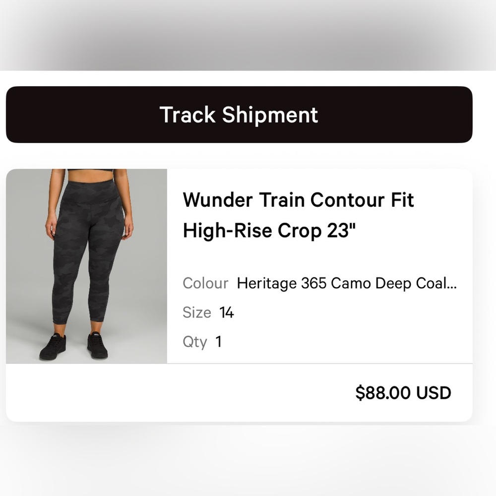 Lululemon Wunder Train Contour Fit High-Rise Crop 23’’ Size 14 in camo